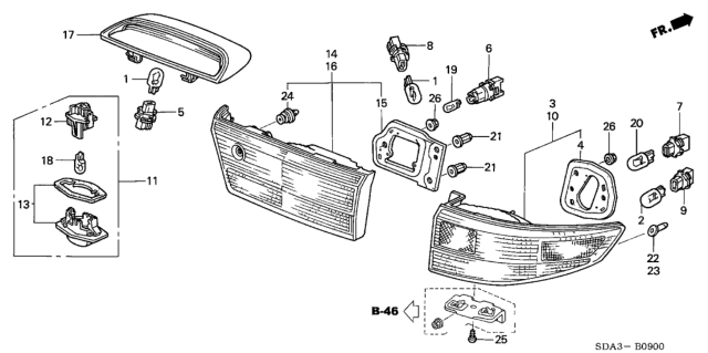 2005 Honda Accord Lamp Unit, L. Diagram for 34156-SDA-A11