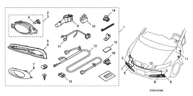 2013 Honda Civic Foglight W/ Automatic Light (4Dr) Diagram for 08V31-TR0-100E