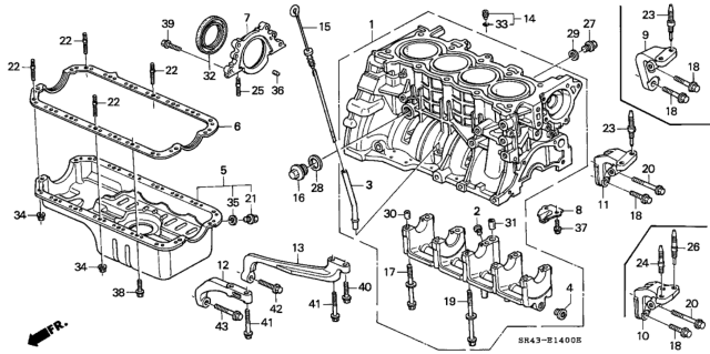 1995 Honda Civic Cylinder Block - Oil Pan Diagram