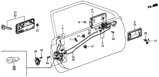 1987 Honda Prelude 2 Door DX KL 4AT Door Lock Diagram