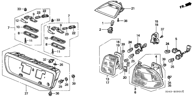 1997 Honda Civic Bulb (12V 21W/5W) (Stanley) Diagram for 34906-ST5-003