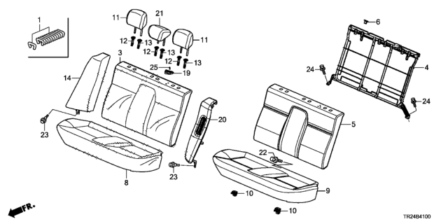 2014 Honda Civic 4 Door MX KL CVT Rear Seat Diagram