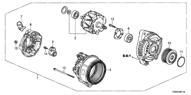 2012 Honda Accord Alternator Assembly (Denso) Diagram for 31100-R70-A11