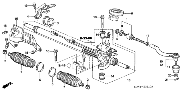 2004 Honda Accord P.S. Gear Box (L4) Diagram