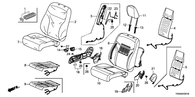 2013 Honda Civic Front Seat (Passenger Side) Diagram