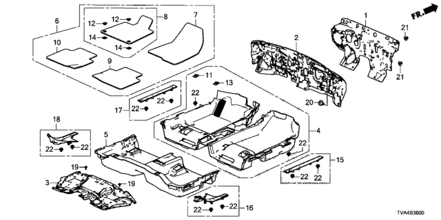 2019 Honda Accord Insulator, Dashboard Diagram for 74260-TVA-A00