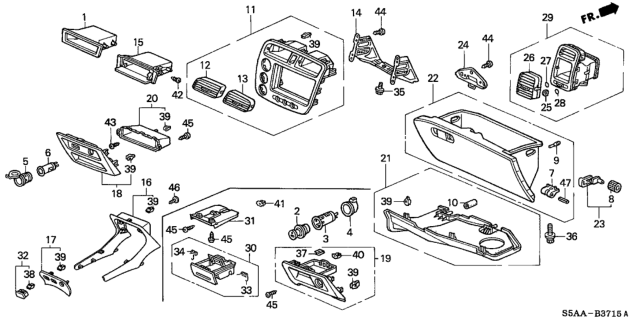 2004 Honda Civic Pocket Assy., Auto Radio *NH1L* (BLACK) Diagram for 77280-S5A-A01ZE