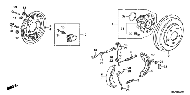 2015 Honda Civic 4 Door MX (HYBRID NV LE HS) KA CVT Rear Brake (Drum) Diagram