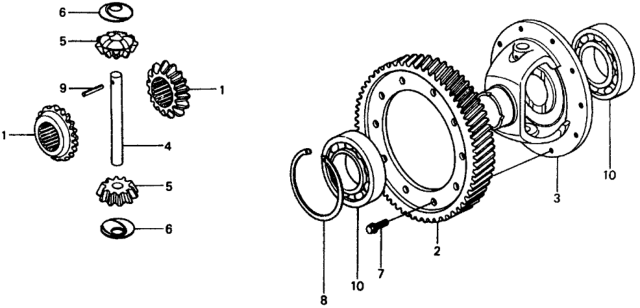 1977 Honda Civic 2 Door ** (1200) ** 4MT MT Differential Gear Diagram