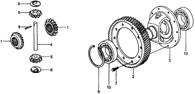 1978 Honda Civic MT Differential Gear Diagram