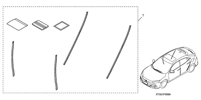2020 Honda Civic 5 Door LX (HONDA SENSING) KA CVT Door Edge Film Diagram