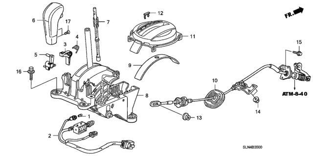 2008 Honda Fit Cover, Select Lever *NH1L* (BLACK) Diagram for 54222-SAA-982ZA