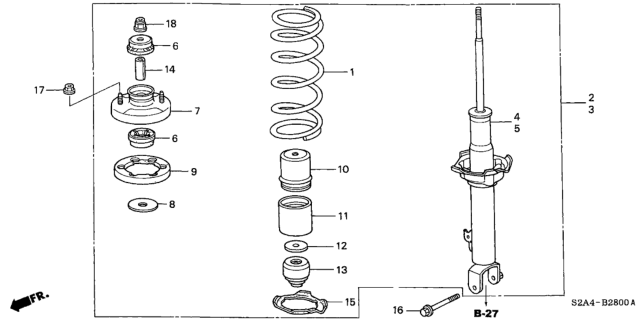 2000 Honda S2000 Shock Absorber Unit, Left Front Diagram for 51606-S2A-A05