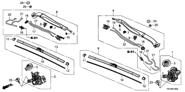 2017 Honda Clarity Electric Front Windshield Wiper Diagram