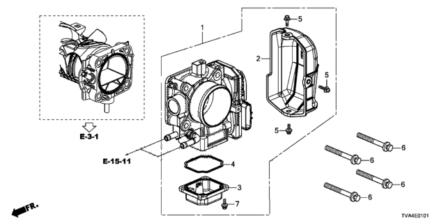 2020 Honda Accord 4 Door 20SPT KA 6MT Throttle Body (2.0L) Diagram