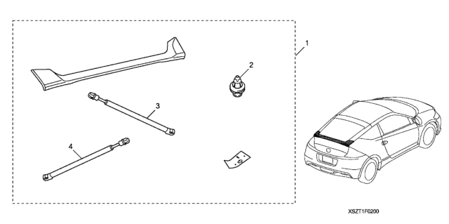 2011 Honda CR-Z 3 Door EX (NV) KA CVT Spoiler, Tailgate Diagram