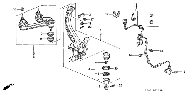 1994 Honda Accord Knuckle, Left Front (Abs) Diagram for 51215-SV4-J50