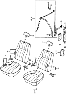 1984 Honda Accord Seat Belt Assy., L. FR. *R40L*(Nippon Seiko) (ARK RED) Diagram for 776A2-SA5-673ZD