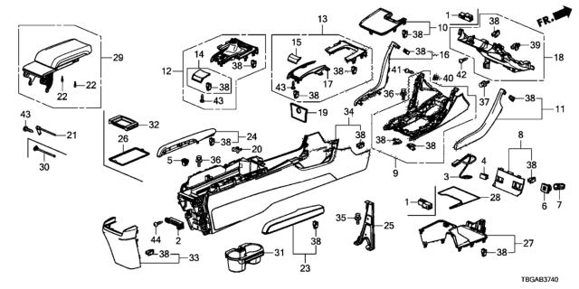 2020 Honda Civic Console Diagram