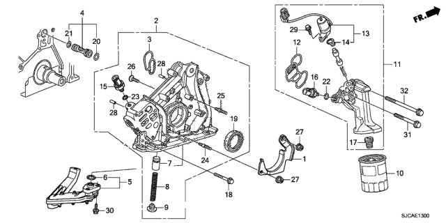 2014 Honda Ridgeline 4 Door RTL-S (SPECIAL EDITION) KA 5AT Oil Pump - Oil Strainer Diagram