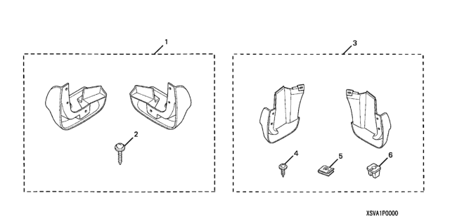 2010 Honda Civic 2 Door EX-L (NAVIGATION) KA 5MT Splash Guards Diagram