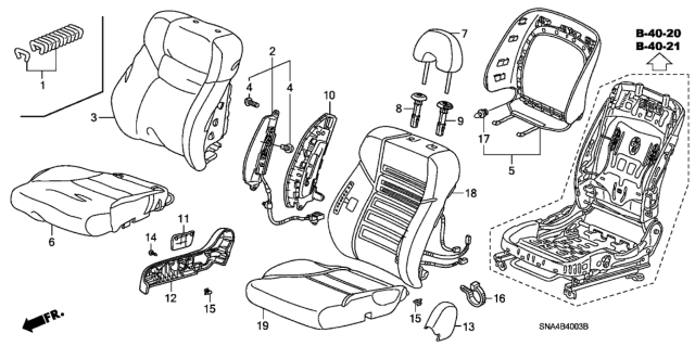 2007 Honda Civic Cover, Right Front Seat-Back Trim (Graphite Black) (Side Airbag) Diagram for 81121-SNX-A01ZA