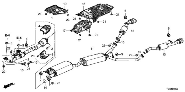 2020 Honda Passport TAIL COMP,EXH (R Diagram for 18330-TGS-A11