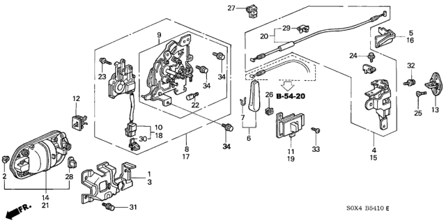 1999 Honda Odyssey 5 Door LX (CAPTAIN) KA 4AT Slide Door Locks Diagram