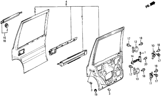 1987 Honda Civic Hinge, Left Rear Door (Upper) Diagram for 76720-SB6-003ZZ