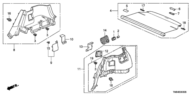 2014 Honda Insight 5 Door EX KA CVT Side Lining Diagram