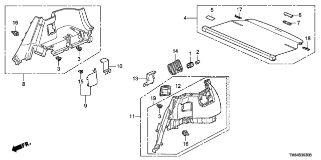 2013 Honda Insight Cover, L. Spare Tire Beam *NH167L* (GRAPHITE BLACK) Diagram for 84656-TM8-A01ZB