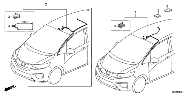 2018 Honda Fit Wire, Sunroof Diagram for 32159-T5R-A30