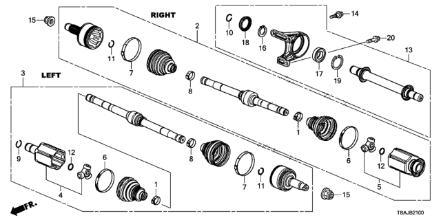 2018 Honda Civic Driveshaft - Half Shaft Diagram