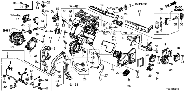 2017 Honda Ridgeline Clip, Drain Hose Diagram for 90661-S2A-003