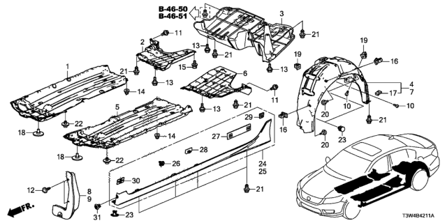 2017 Honda Accord Hybrid Clip, Side Sill Garnish Diagram for 91513-TV9-A01