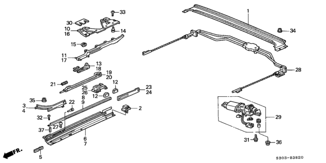 1999 Honda Prelude 2 Door BASE KA 5MT Sliding Roof Components Diagram