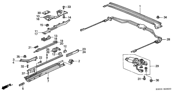 1999 Honda Prelude Sliding Roof Components Diagram