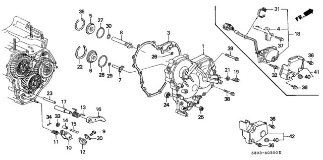 2000 Honda Prelude AT Right Side Cover Diagram