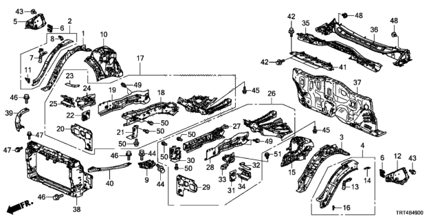 2019 Honda Clarity Fuel Cell Front Bulkhead - Dashboard Diagram