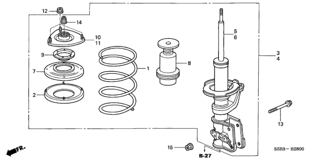 2005 Honda Civic Front Shock Absorber Diagram