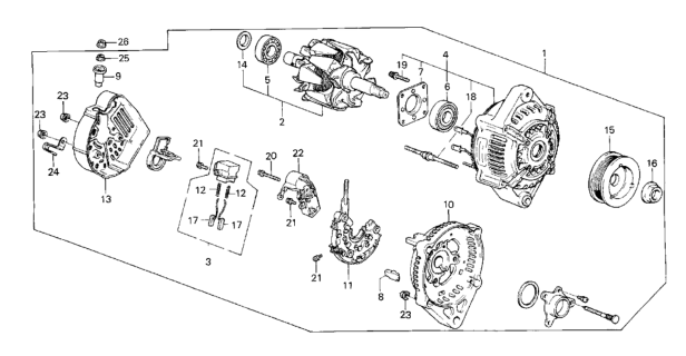 1985 Honda CRX Alternator Components Diagram