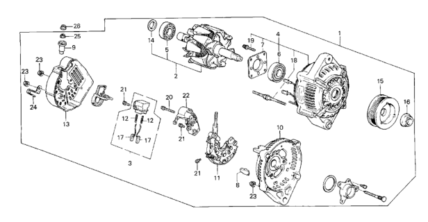 1985 Honda CRX Frame Assembly, Drive End Diagram for 31109-PE1-661