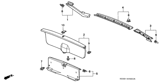 1998 Honda Civic 3 Door CX KA 4AT Tailgate Lining Diagram