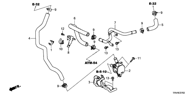 2019 Honda Clarity Electric Pipe Comp, Pcu Out Diagram for 1J451-5WP-A00