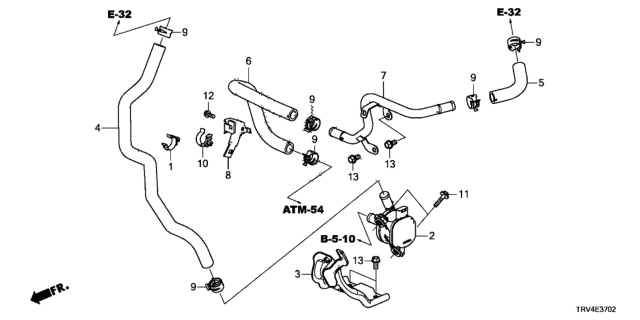 2019 Honda Clarity Electric Hose, Pcu Out Diagram for 1J403-5WP-A00