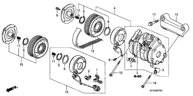 2009 Honda Element A/C Compressor Diagram