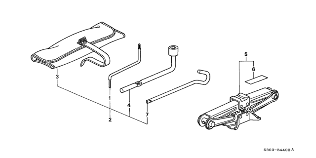 2001 Honda Prelude Tools - Jack Diagram