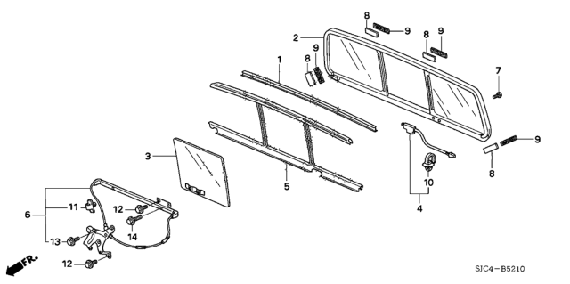 2007 Honda Ridgeline 4 Door RTX KA 5AT Rear Windshield - Quarter Glass Diagram