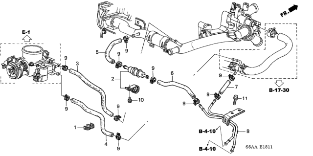 2004 Honda Civic 4 Door GX KA CVT Water Hose Diagram