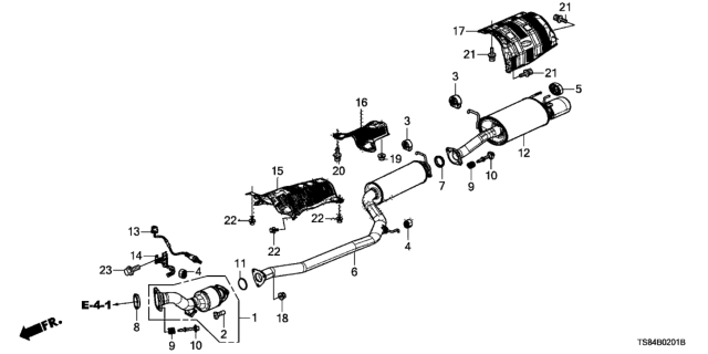 2014 Honda Civic Pipe B, Exhuast Diagram for 18220-TS9-A02